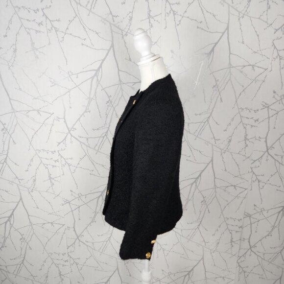 Paula Klein France VTG Black Wool Tweed Blazer Skirt Suit Set - Picture 6 of 14